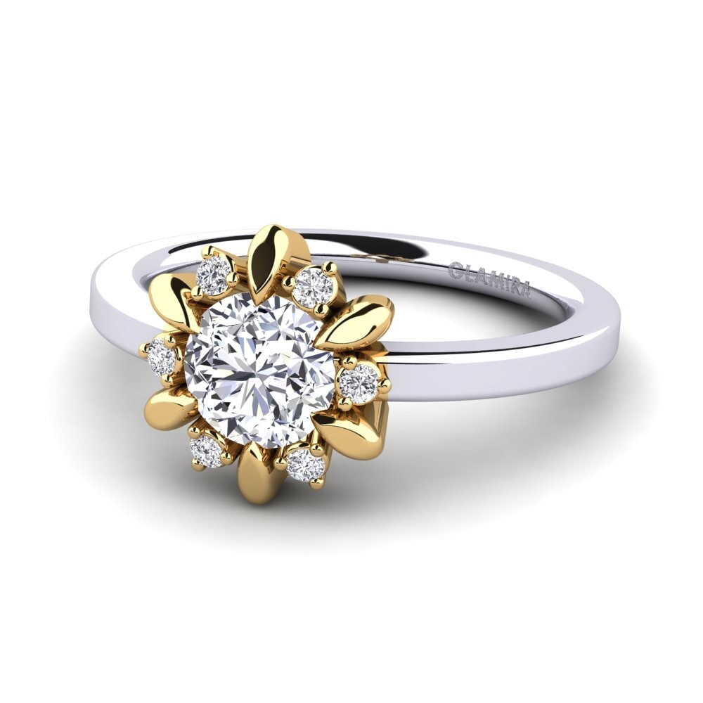 18k Oro Blanco & Amarillo Anillo de compromiso Neta
