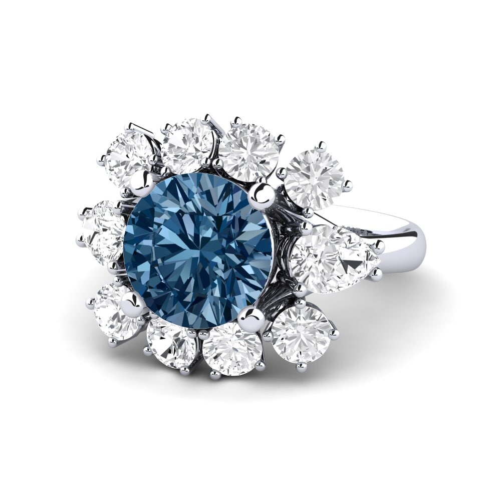 White Silver Blue Diamond Engagement Ring Neuquen