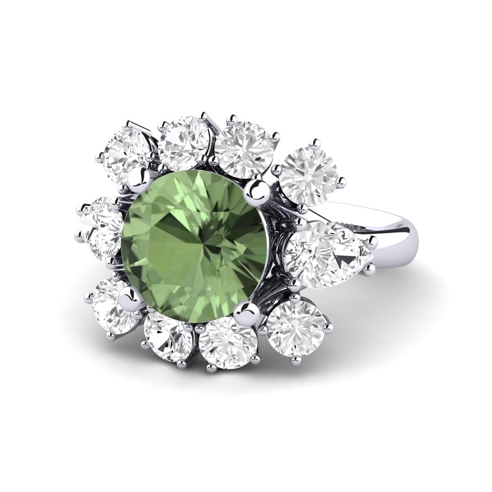 White Silver Green Sapphire Engagement Ring Neuquen
