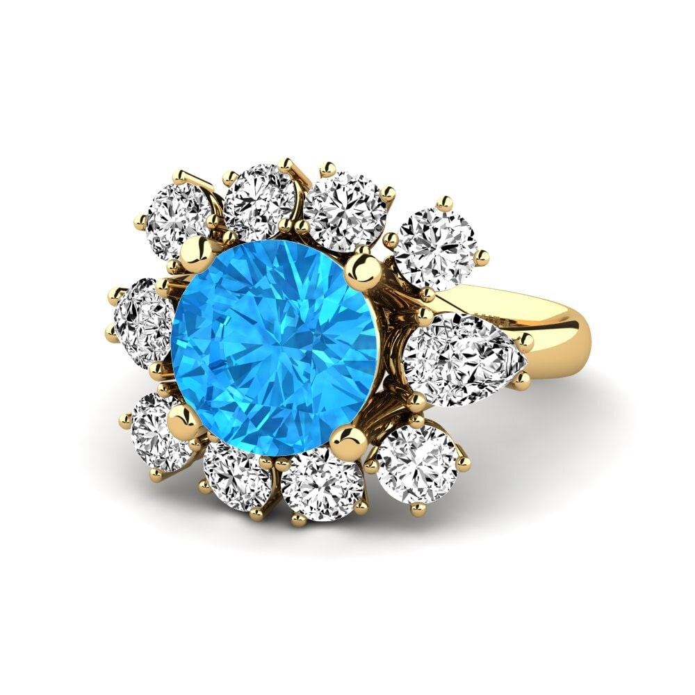 9k Oro Amarillo Topacio azul Anillo de compromiso Neuquen
