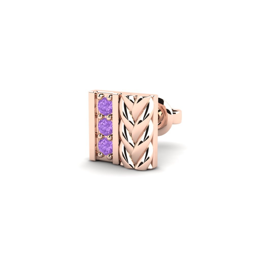 9k Oro Rosa Amatista Pendiente para hombre Nevers