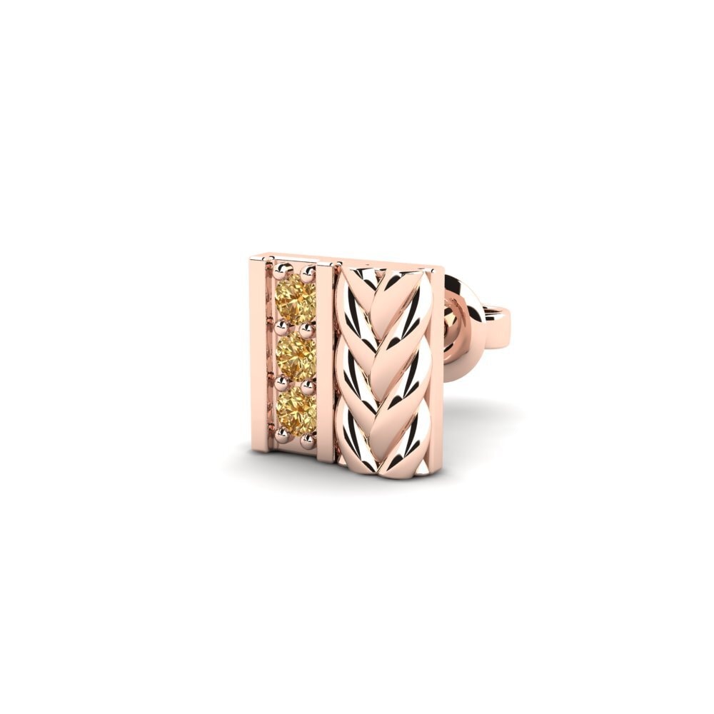 14ct Rose Gold Brown Diamond Men's Earring Nevers