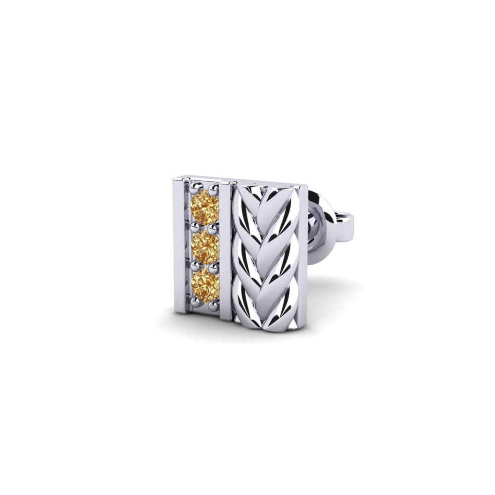 925 stříbro Hnědý diamant Pánské náušnice Nevers