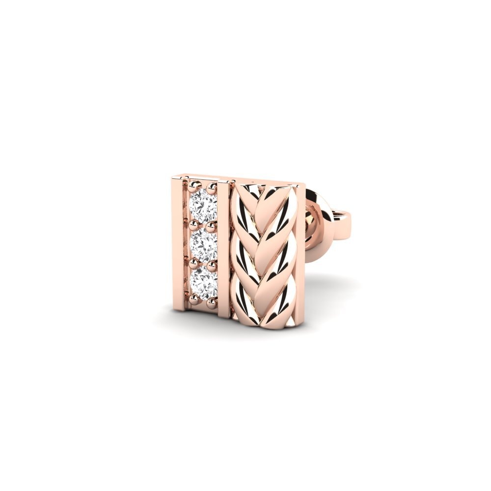 14ct Rose Gold White sapphire Men's Earring Nevers