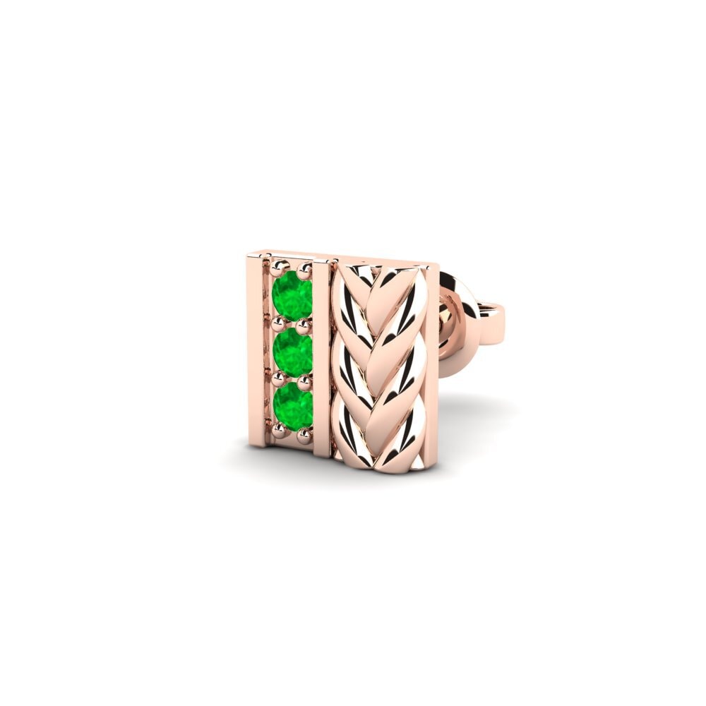 14ct Rose Gold Emerald Men's Earring Nevers