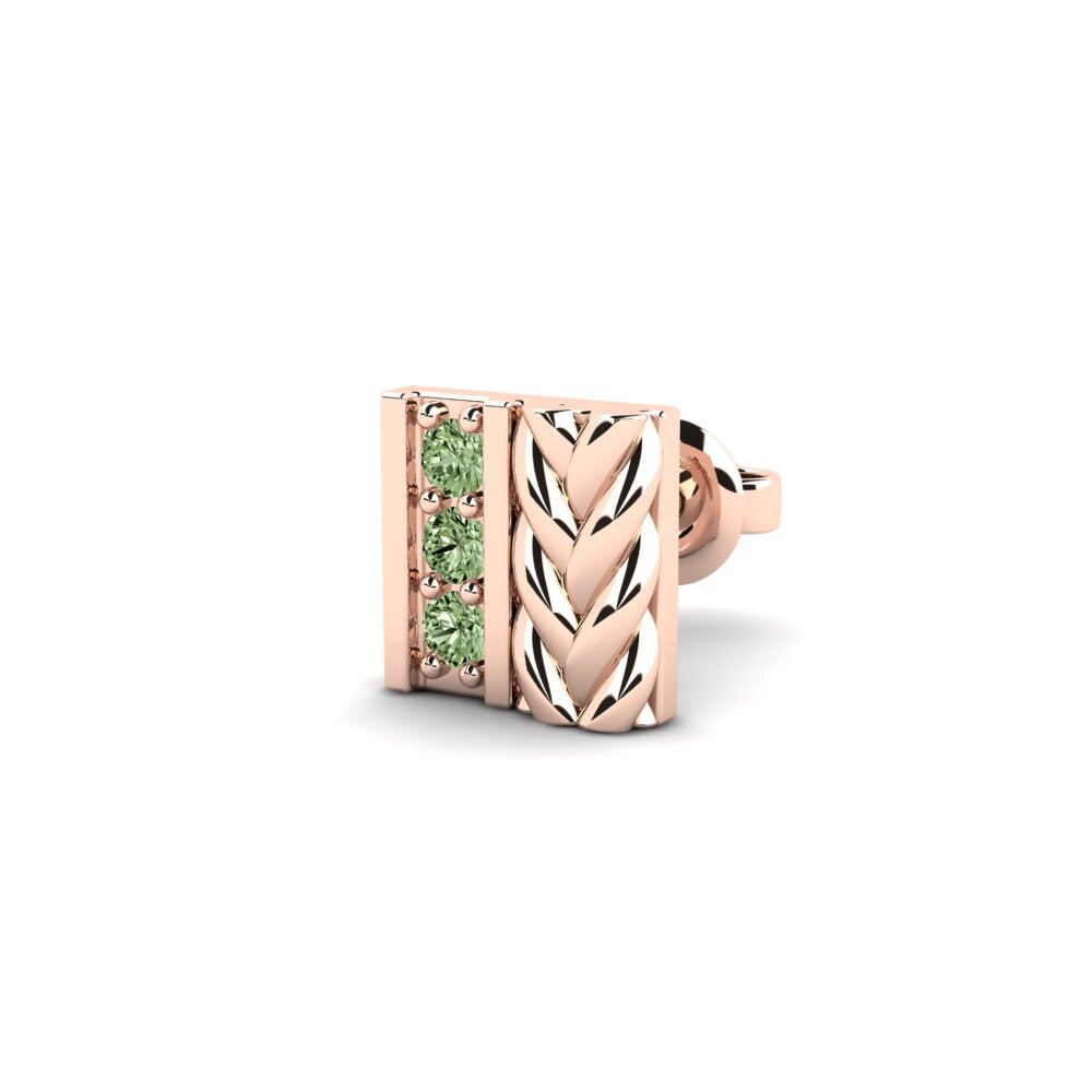 14ct Rose Gold Green Diamond Men's Earring Nevers