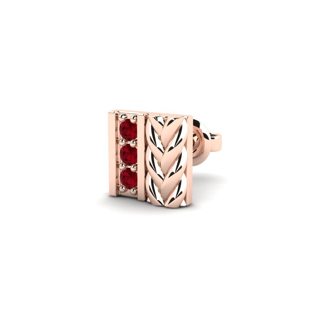 9k Oro Rosa Circonita Roja Pendiente para hombre Nevers