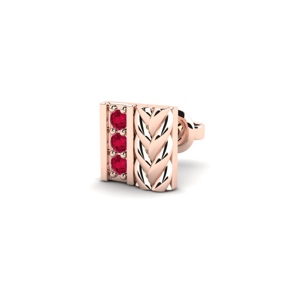 18ct Rose Gold Ruby Men's Earring Nevers
