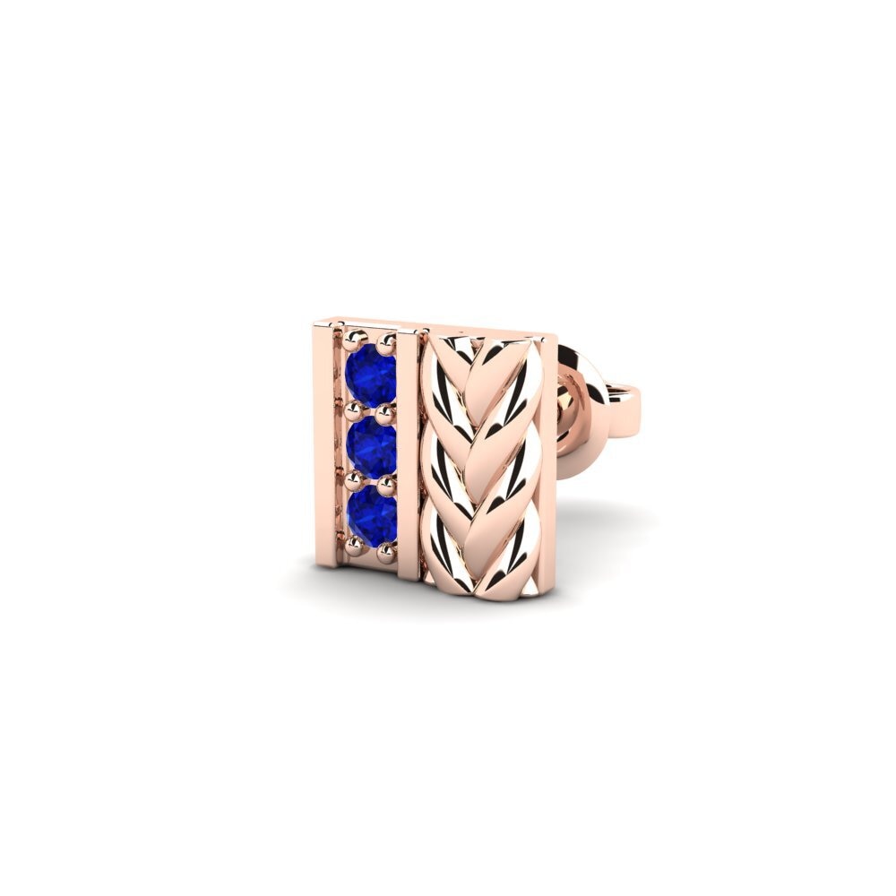 14ct Rose Gold Sapphire Men's Earring Nevers