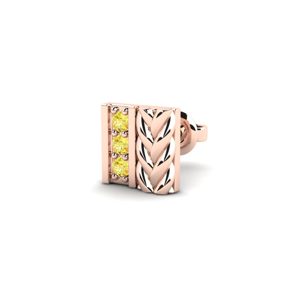 9ct Rose Gold Yellow Sapphire Men's Earring Nevers
