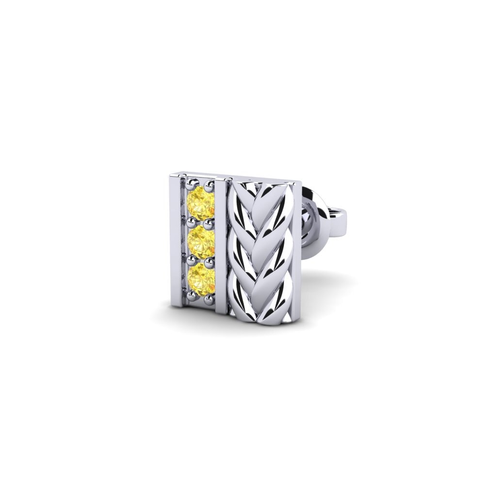 Platino Zafiro amarillo Pendiente para hombre Nevers