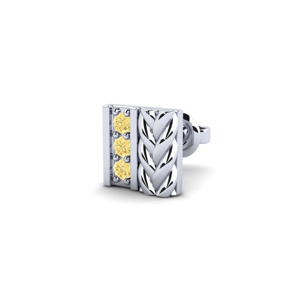 950 Palladium Žlutý diamant Pánské náušnice Nevers