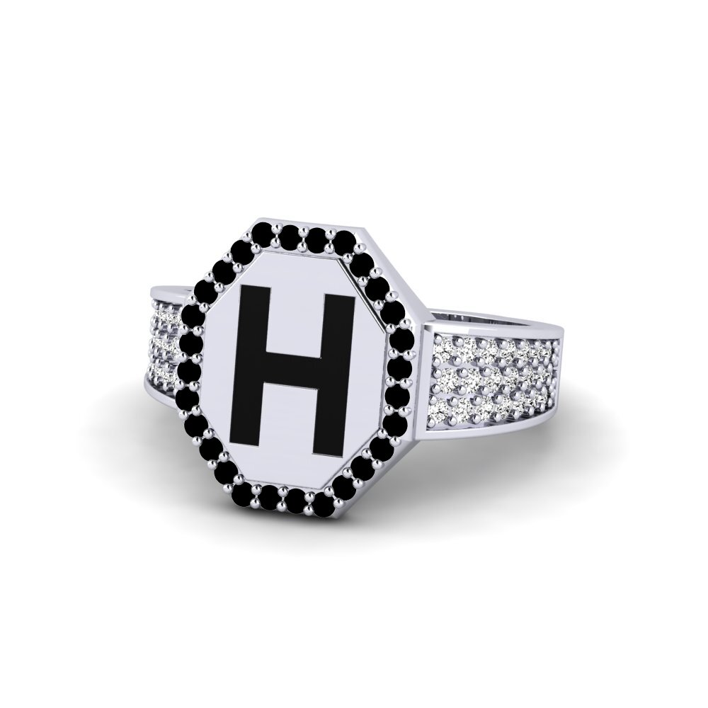 Palladium 950 Schwarzer Onyx Ring Nguru