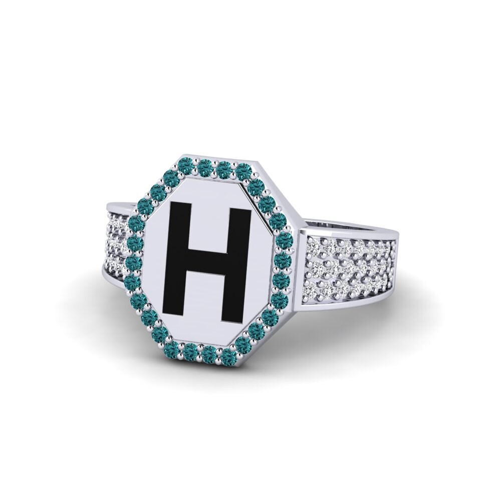 Palladium 950 Blauer Diamant Ring Nguru