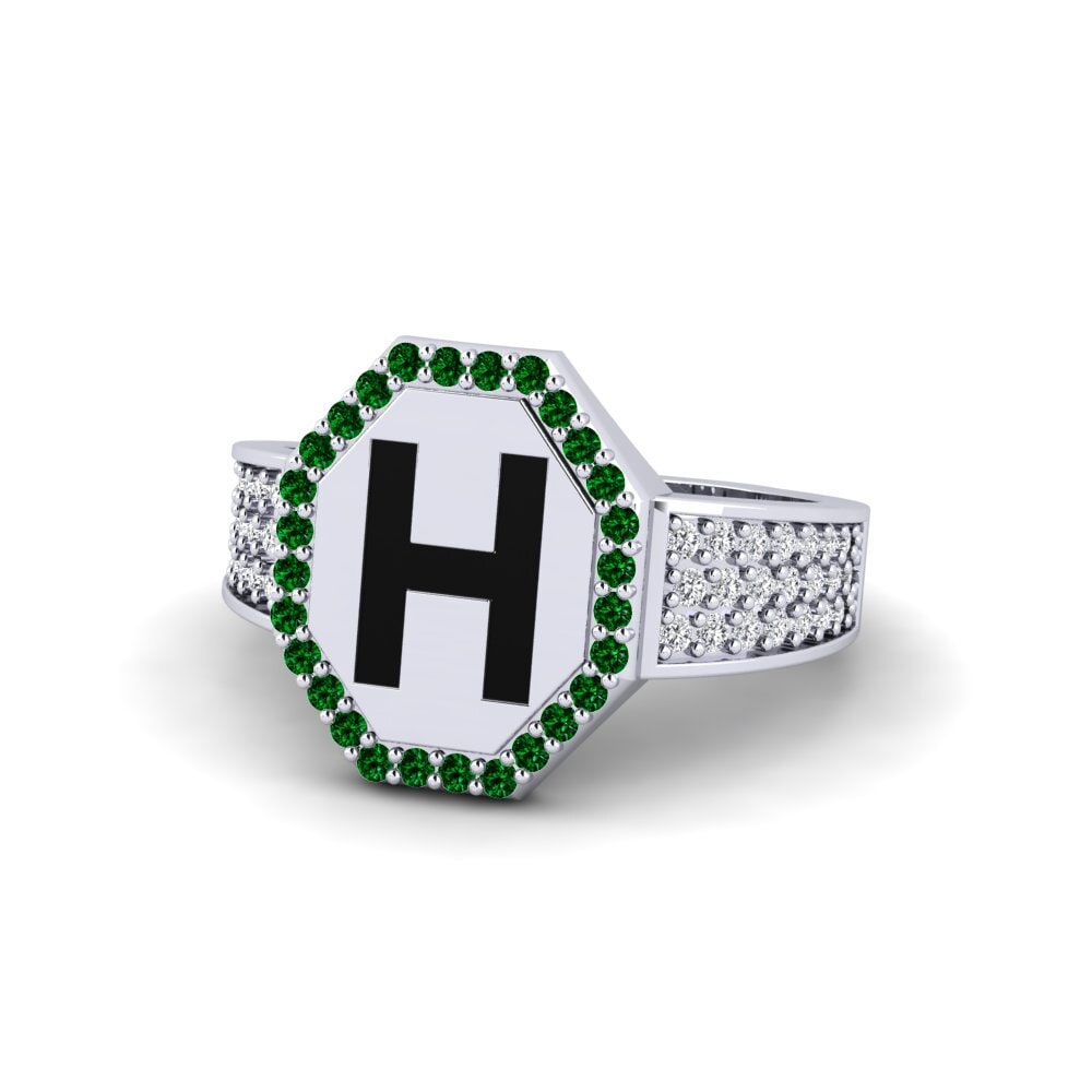 Palladium 950 Grüner Zirkonia Ring Nguru