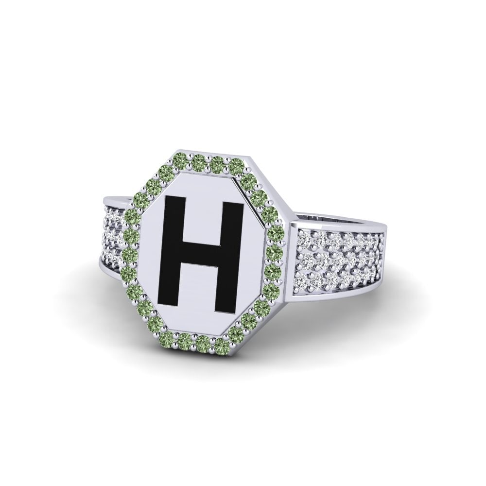 Palladium 950 Grüner Diamant Ring Nguru