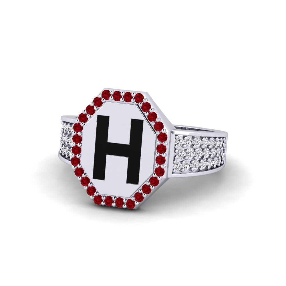 Palladium 950 Roter Zirkonia Ring Nguru