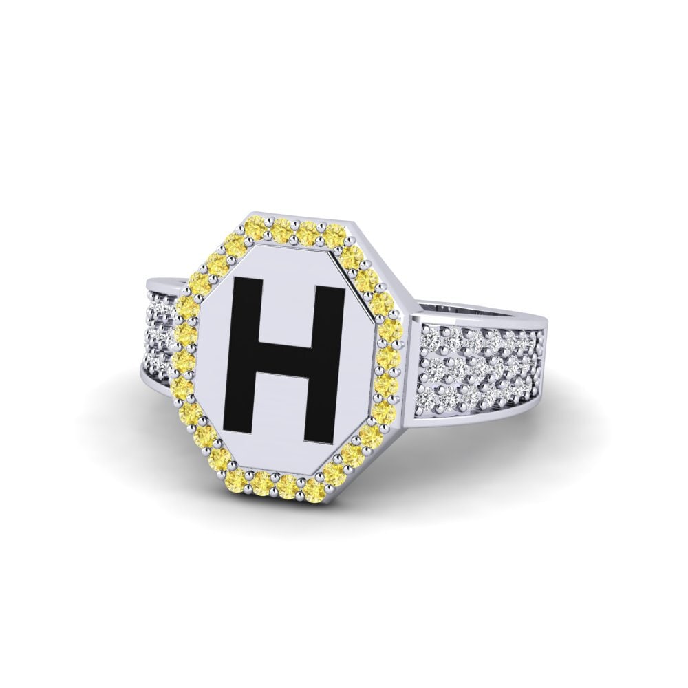 Palladium 950 Gelber Saphir Ring Nguru