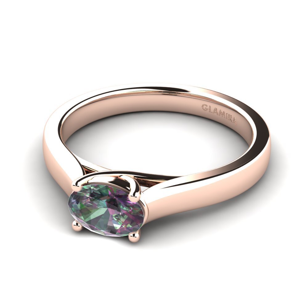 14k Oro Rosa Topacio Místico Anillo de compromiso Nia