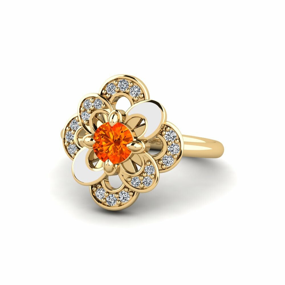 Bagues Saphir orange Pierres latérales