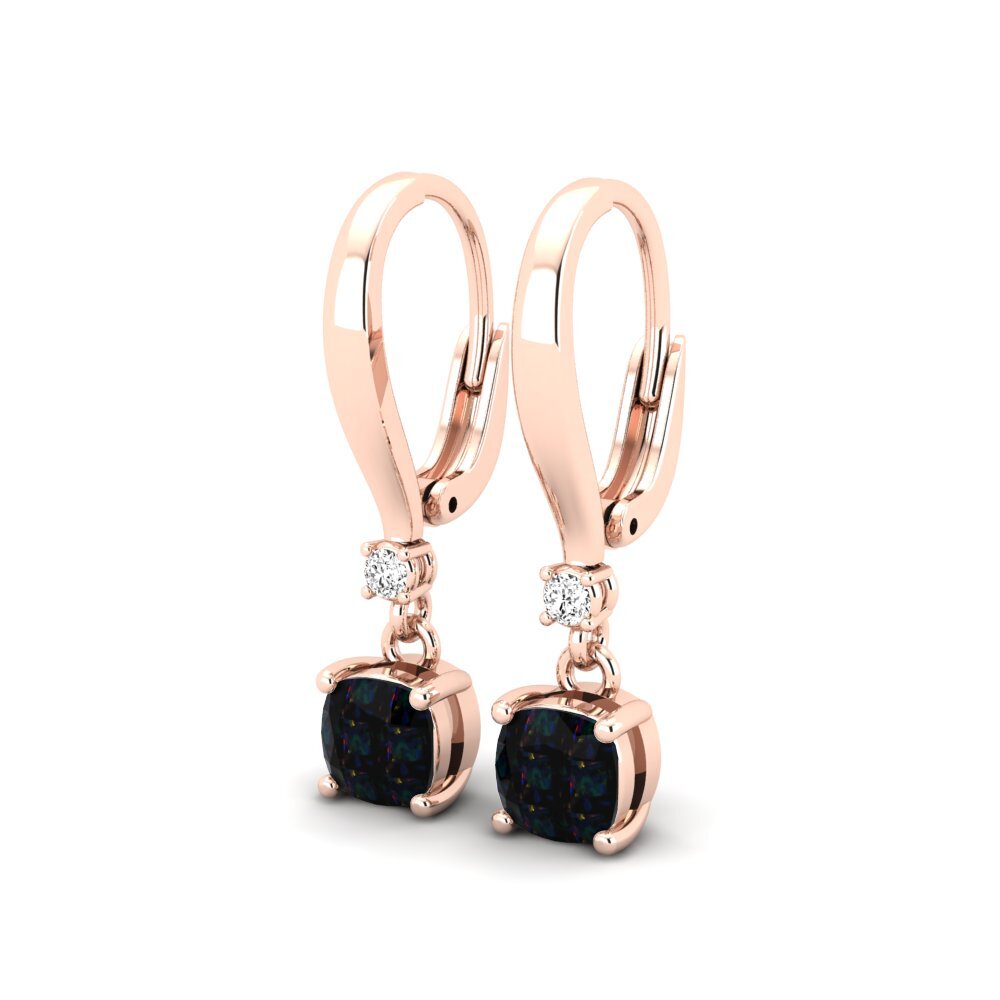 18ct Rose Gold Black Opal Women's Earring Nigella