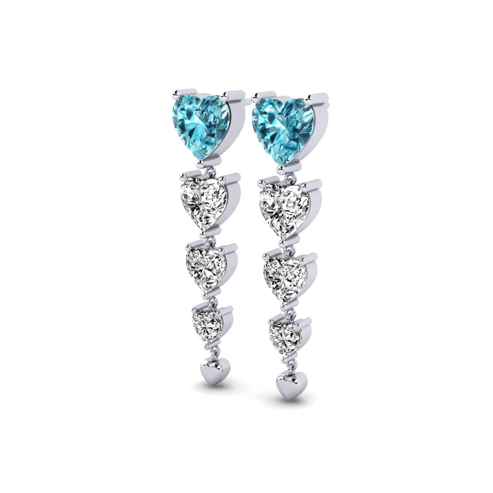 18k Oro Blanco Circón Azul Pendiente de mujer Nikeisha