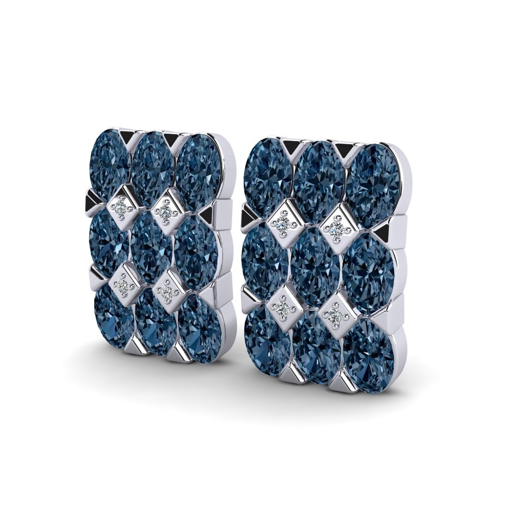Ovalado Diamante Azul Pendiente de mujer Nikoleta