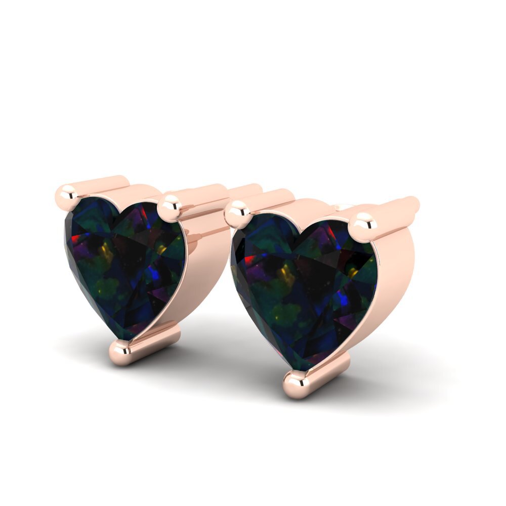 18ct Rose Gold Black Opal Women's Earring Nilasha