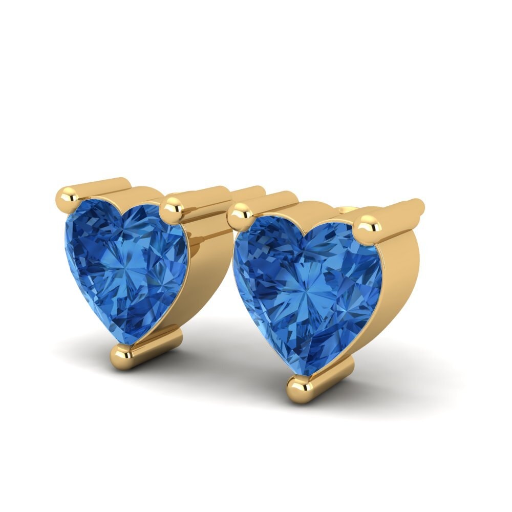 Corazón Circonita Azul Oscuro Pendiente de mujer Nilasha