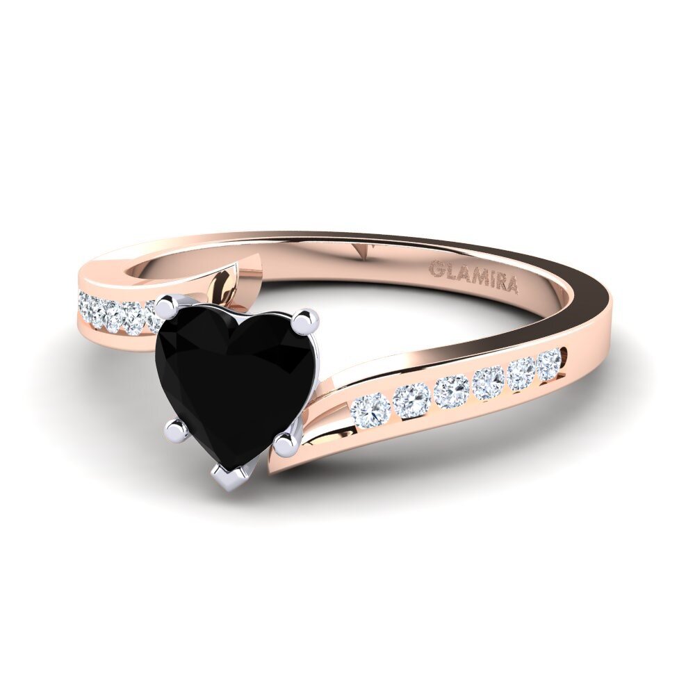 14ct Rose & White Gold Black Onyx Women's Ring Nina