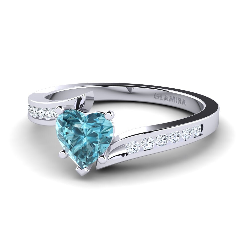 Heart Blue Zircon Women's Ring Nina