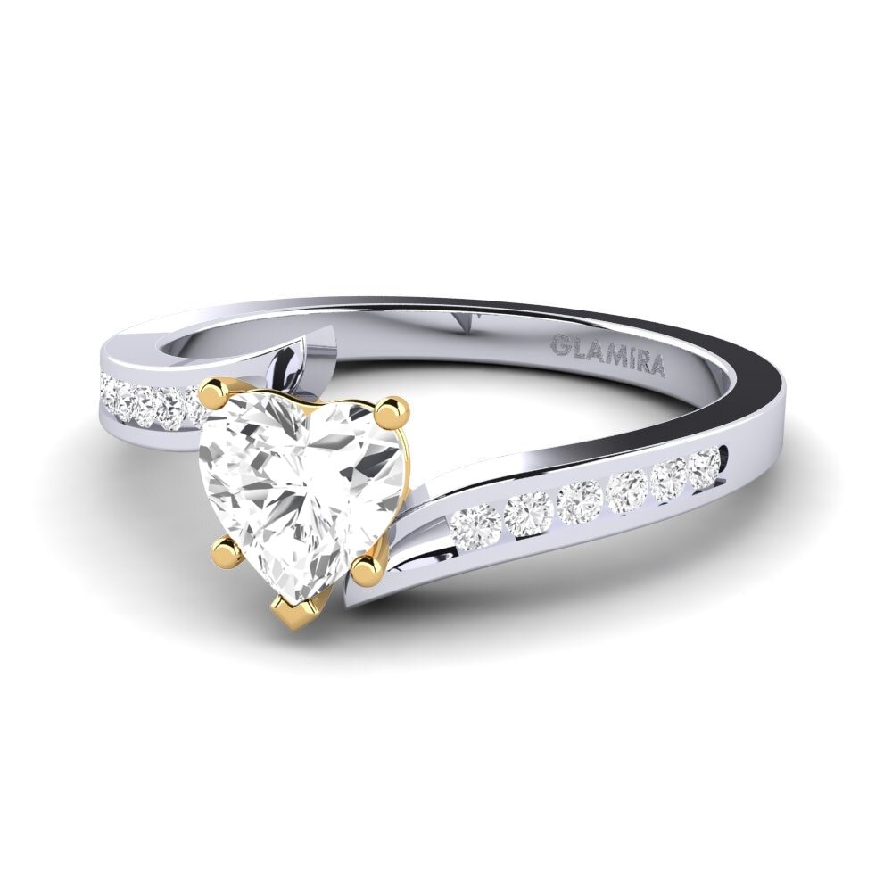 14ct White & Yellow Gold White sapphire Women's Ring Nina