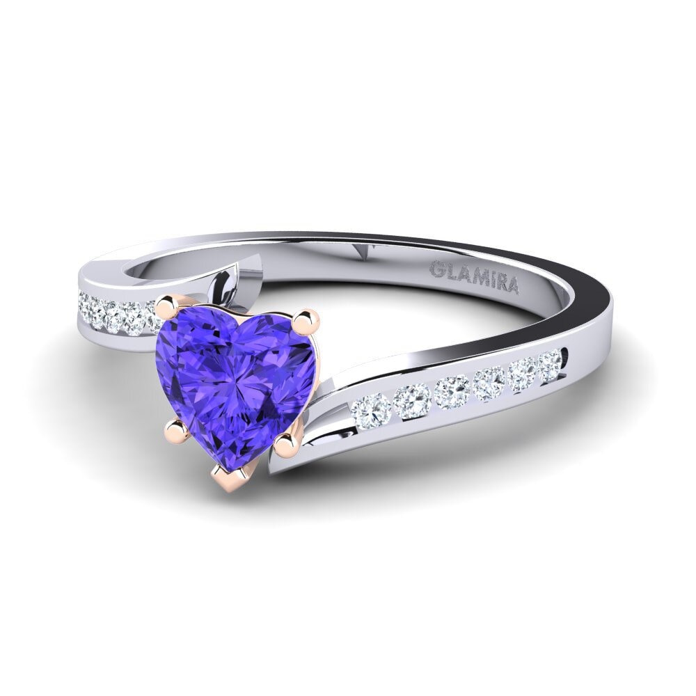 14ct White & Rose Gold Tanzanite Women's Ring Nina