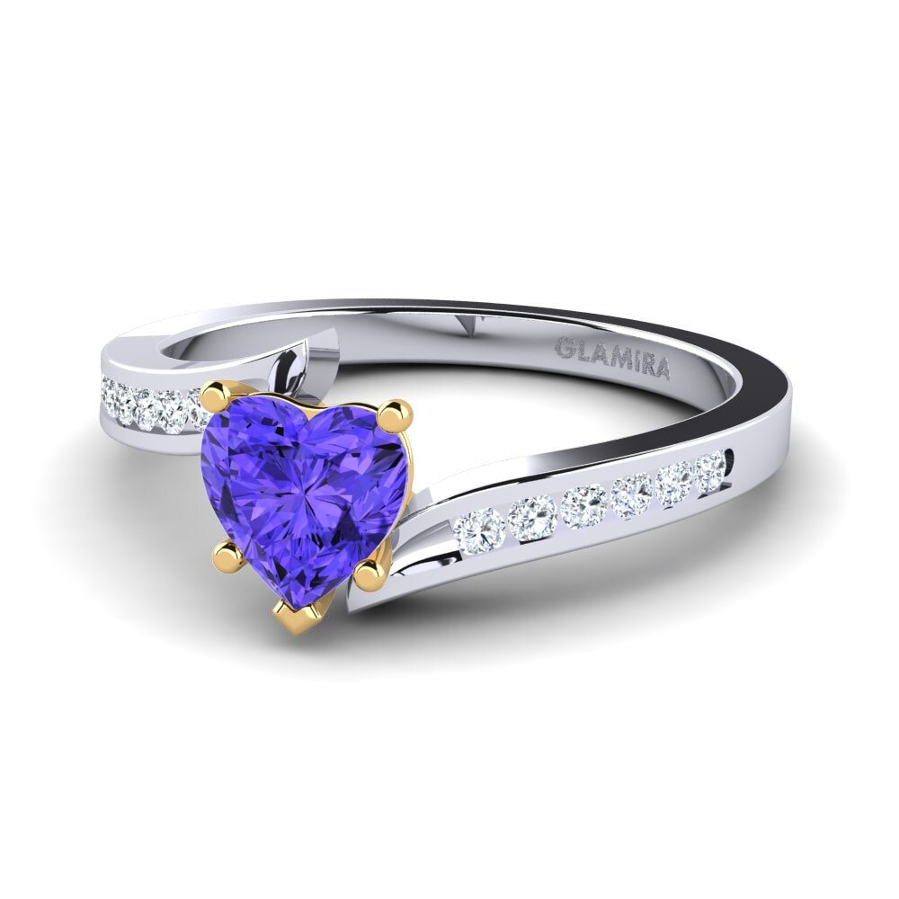 9ct White & Yellow Gold Tanzanite Women's Ring Nina