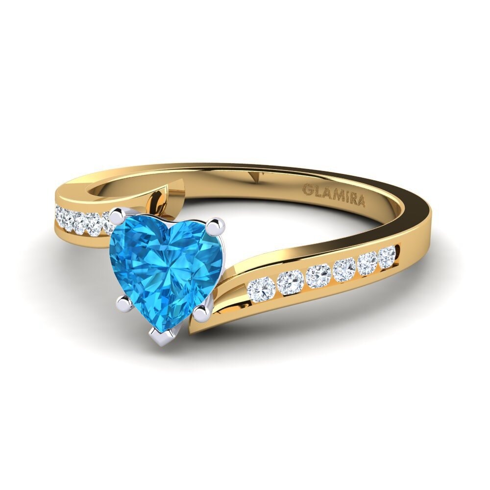 18ct Yellow & White Gold Blue Topaz Women's Ring Nina