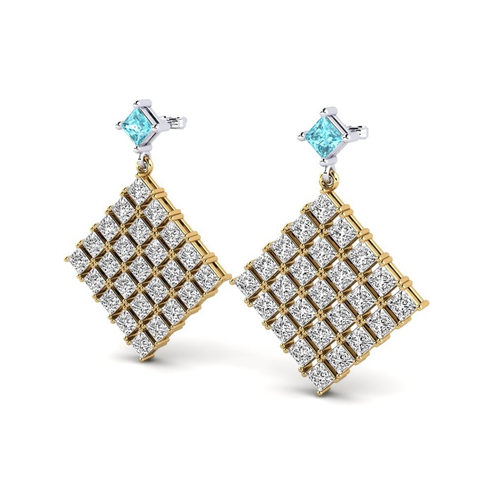 18ct Yellow & White Gold Blue Zircon Women's Earring Nisha