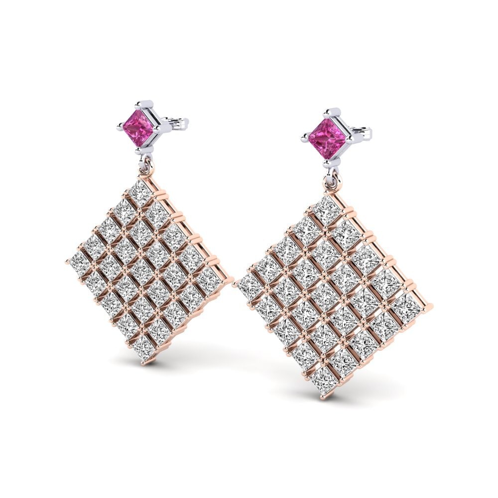 18k Oro Rosa & Blanco Topacio Rosa Pendiente de mujer Nisha