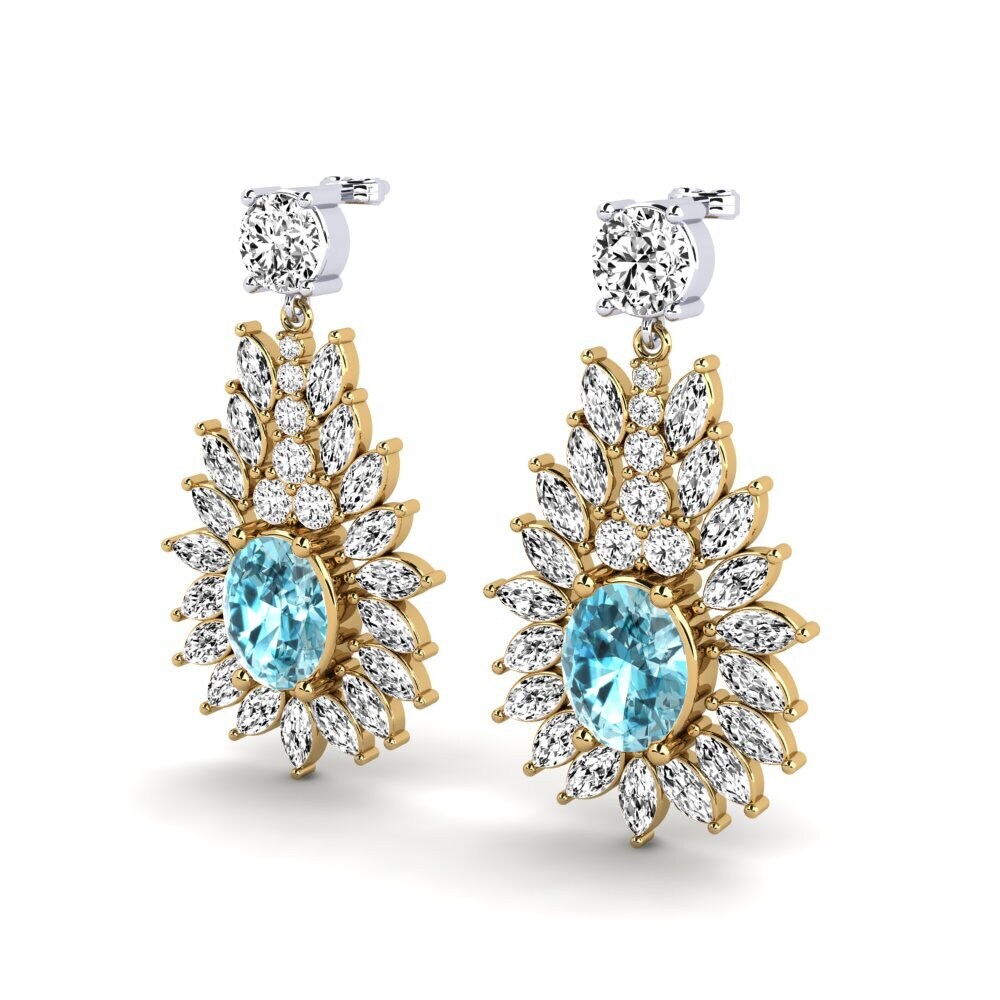 18ct Yellow & White Gold Blue Zircon Women's Earring Nita