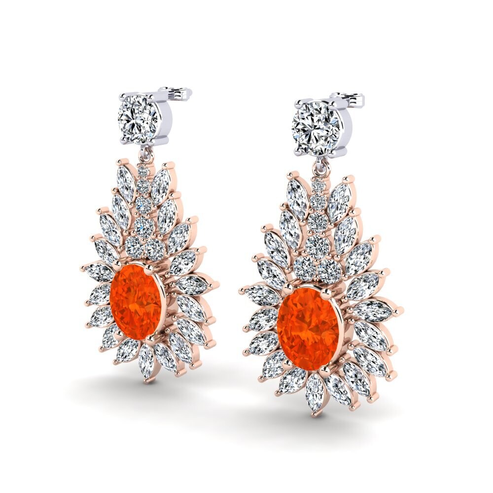 14ct Rose & White Gold Fire Opal Women's Earring Nita