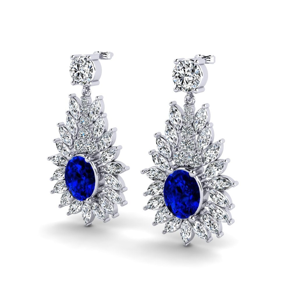 Oval Sapphire (Lab Created) Women's Earring Nita