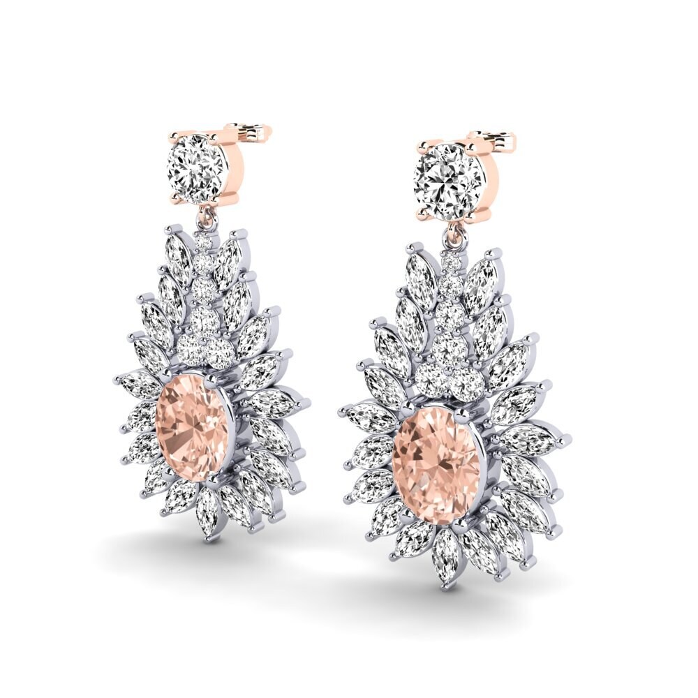 14ct White & Rose Gold Morganite Women's Earring Nita