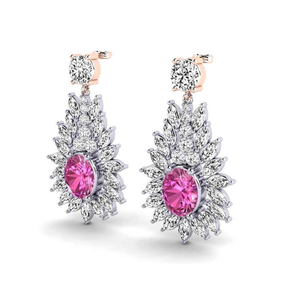 14k Oro Blanco & Rosa Topacio Rosa Pendiente de mujer Nita