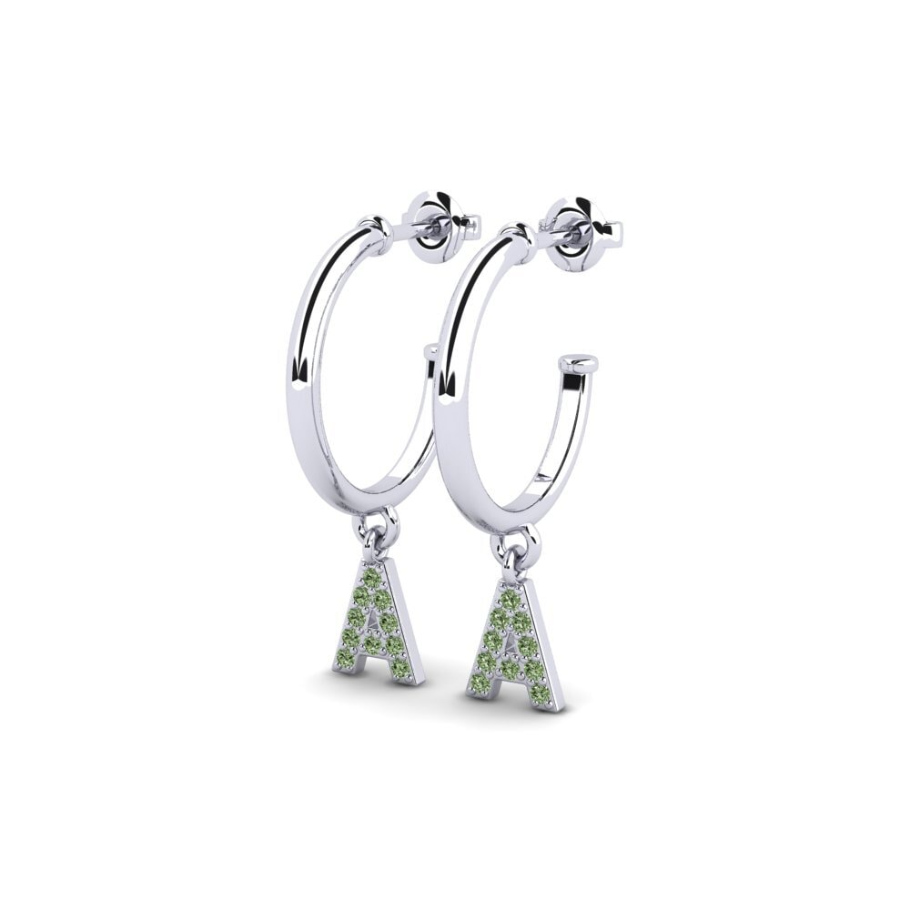 Platino 950 Diamante Verde Pendiente de mujer Nkwerre - A