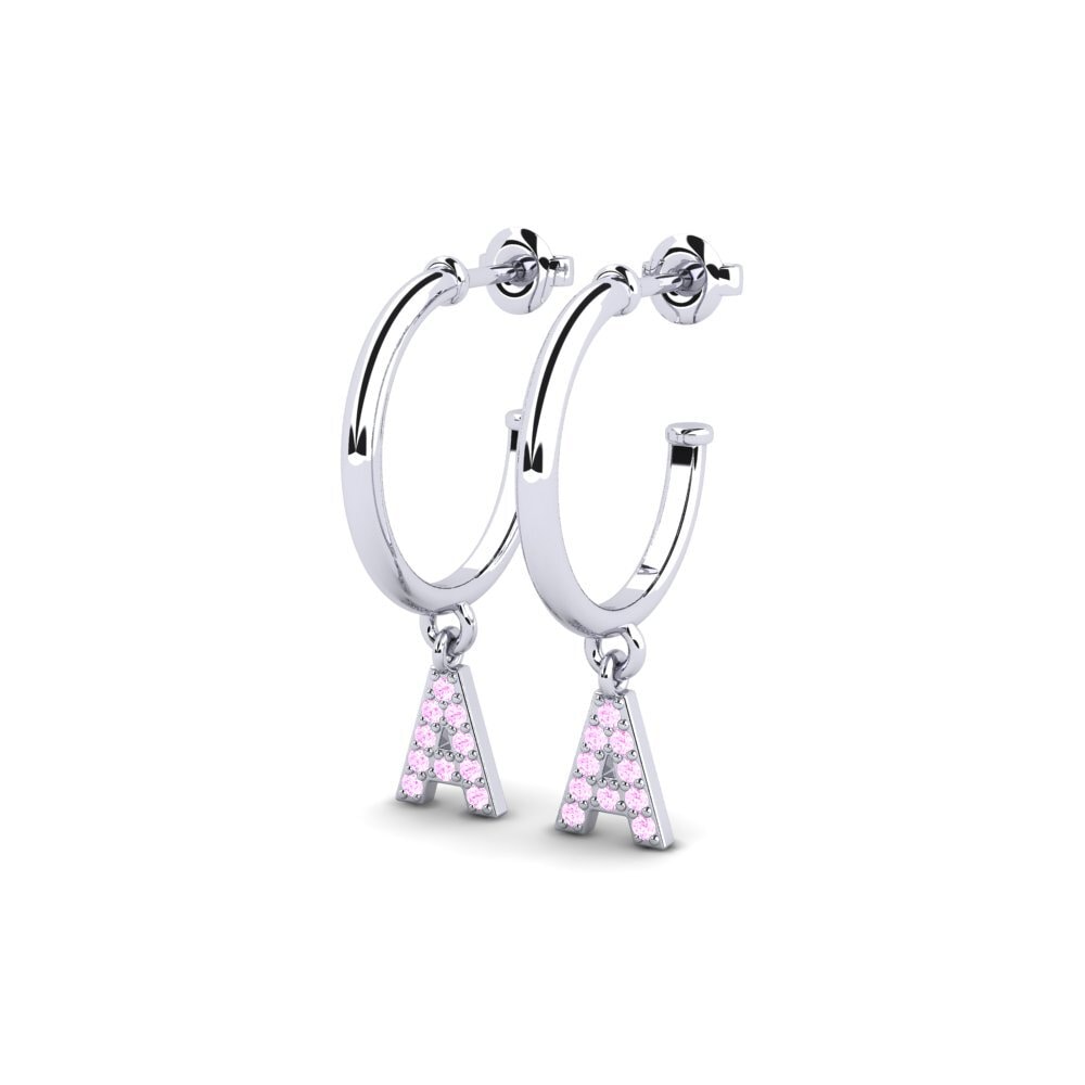 18ct White Gold Pink Sapphire Women's Earring Nkwerre - A
