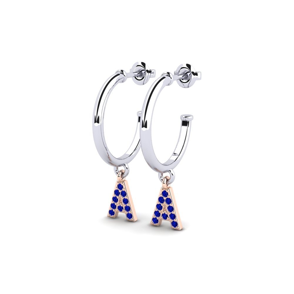14k Oro Blanco & Rosa Zafiro Pendiente de mujer Nkwerre - A