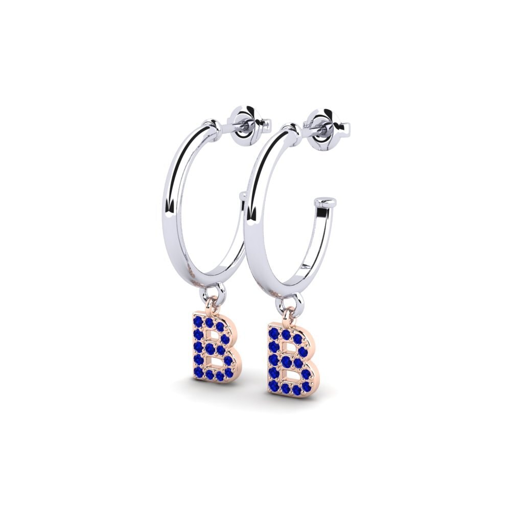 14k Oro Blanco & Rosa Zafiro Pendiente de mujer Nkwerre - B