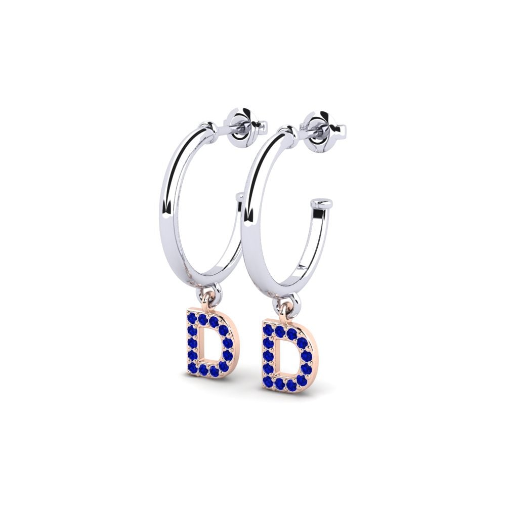 14k Oro Blanco & Rosa Zafiro Pendiente de mujer Nkwerre - D