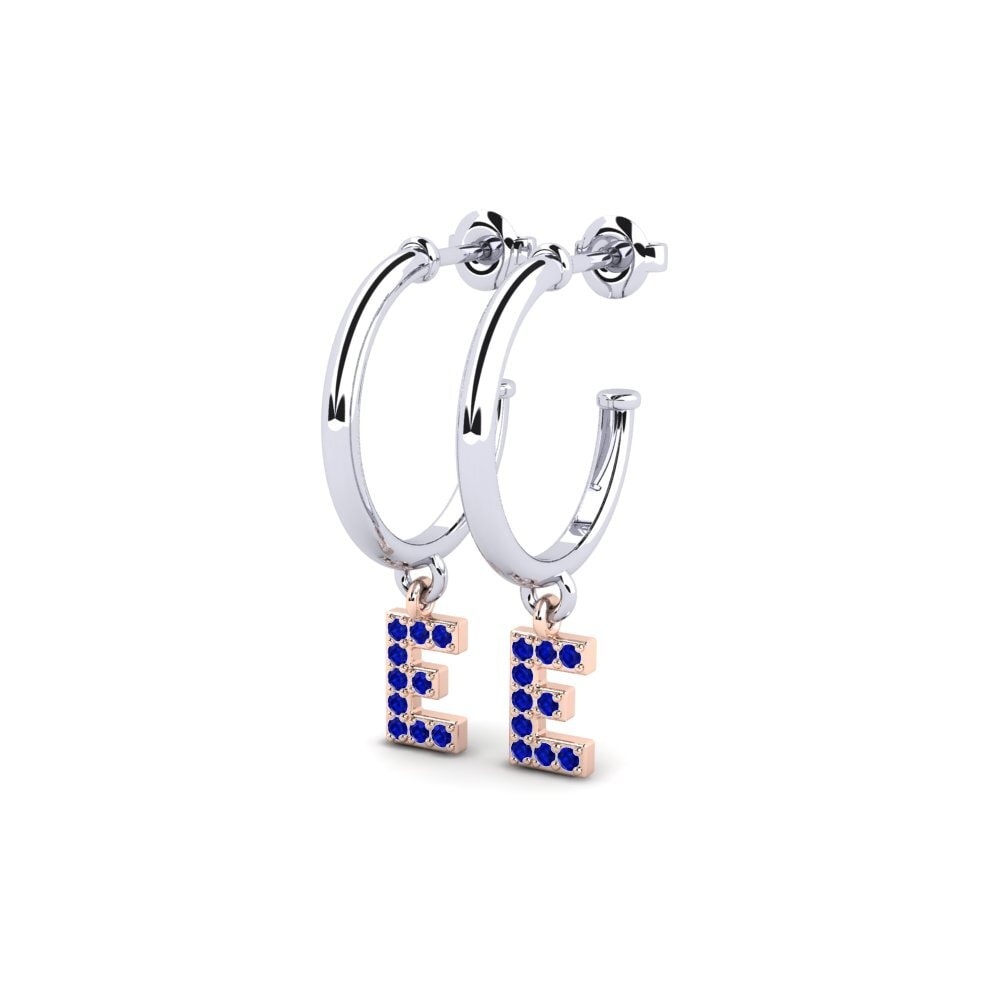 14k Oro Blanco & Rosa Zafiro Pendiente de mujer Nkwerre - E