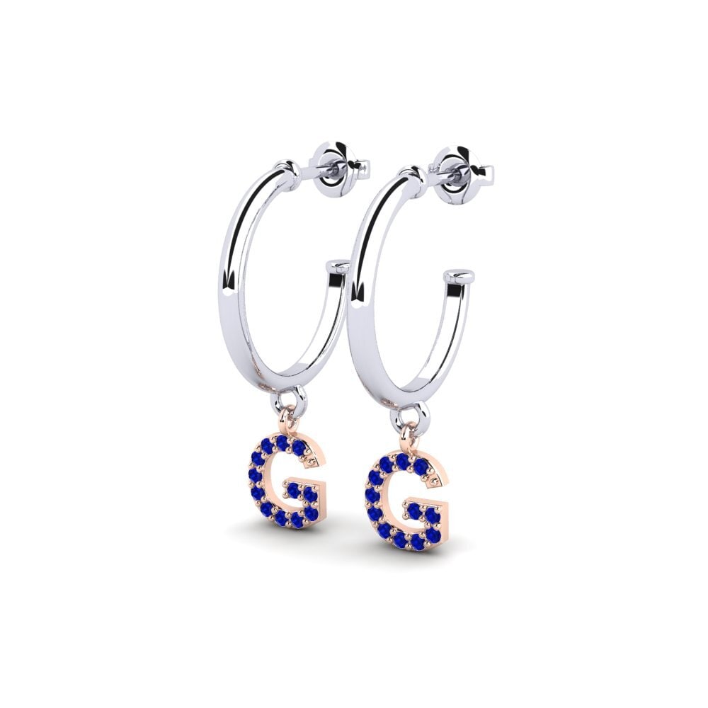 14k Oro Blanco & Rosa Zafiro Pendiente de mujer Nkwerre - G