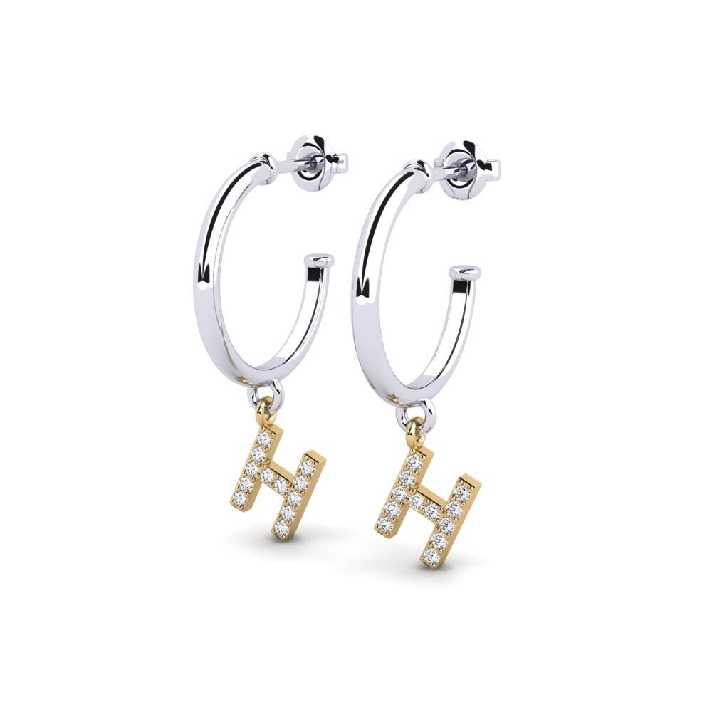 18k Oro Blanco & Amarillo Moissanita Pendiente de mujer Nkwerre - H